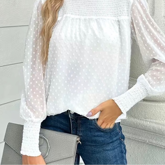 Swiss Dot Mick Neck Blouse - Picture 11 of 12